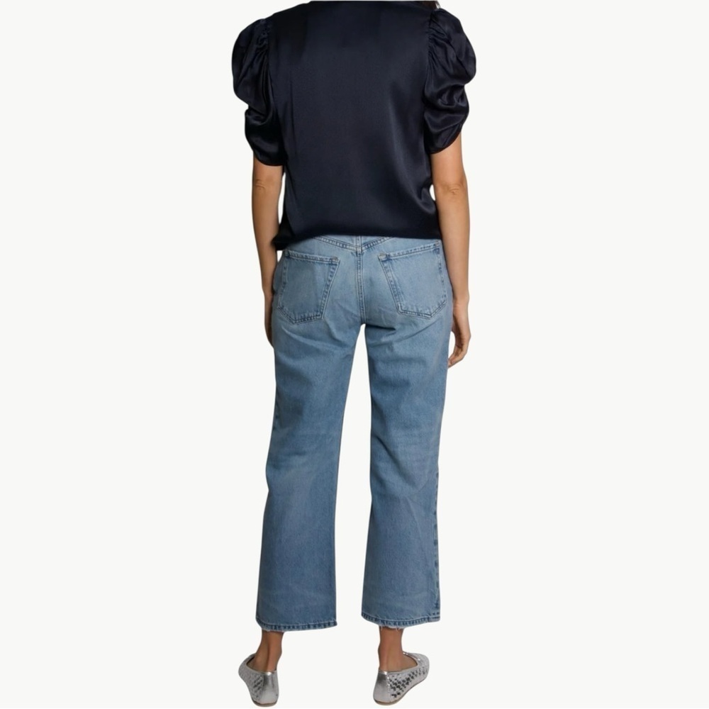 Frame Le Jane Crop Angled Zipper Jeans Size 27 Rhode Wash High Rise Distressed - Picture 10 of 11